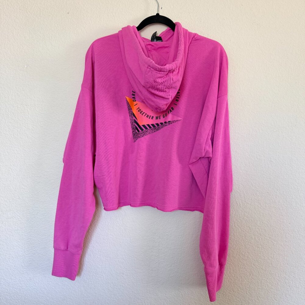 Peloton x Adidas Pink Cropped Special Edition Hoodie Sweatshirt - Picture 4 of 6